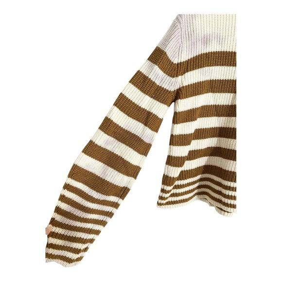 Derek Lam Gracelyn Turtleneck Sweater in Cream & Tan Stripe Size Medium - Picture 8 of 8